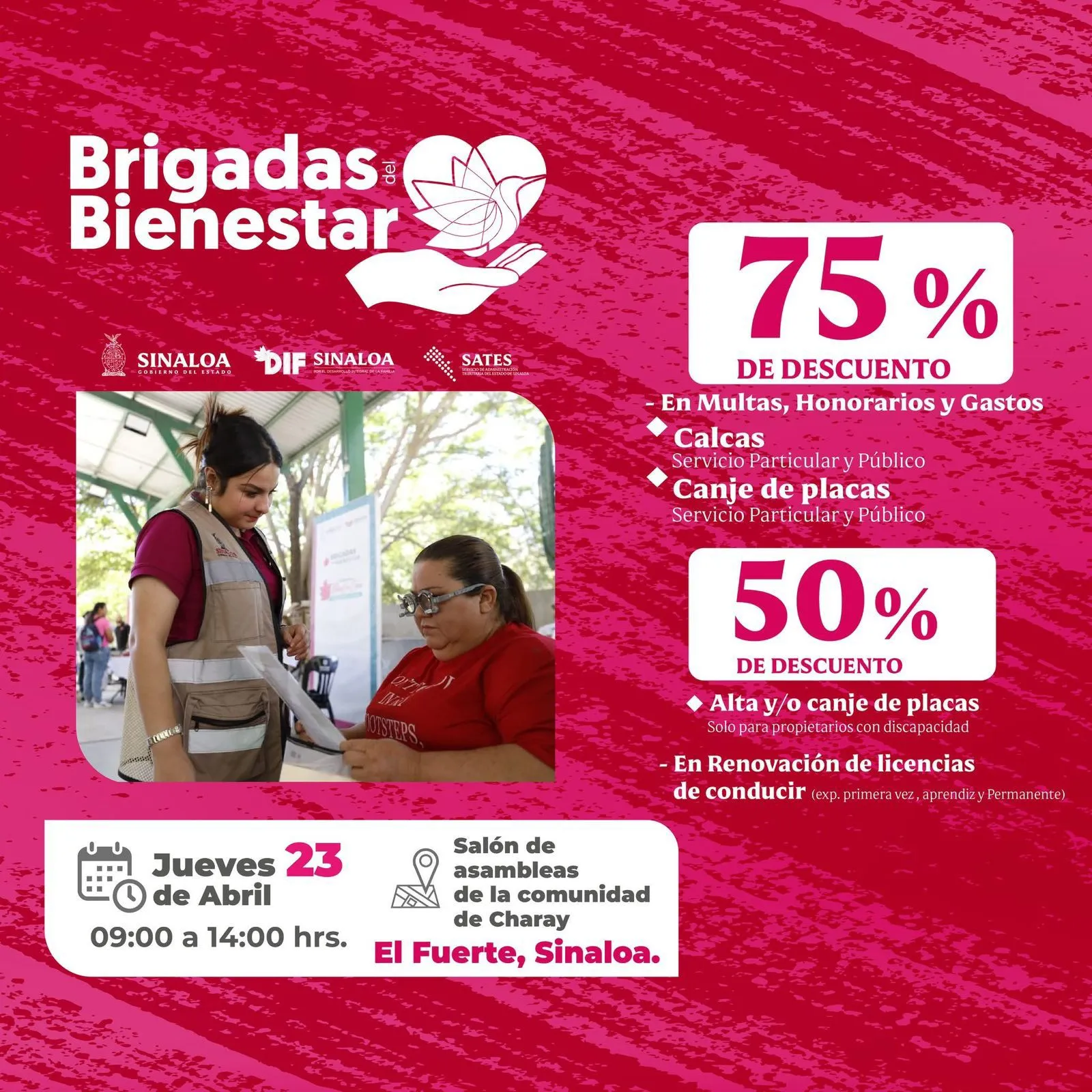 Llegan a El Fuerte los descuentos en Adeudos Vehiculares en la Brigada del Bienestar del DIF
