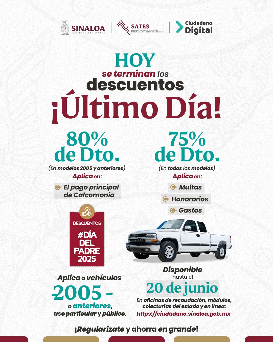 ¡Viernes último día de los descuentos del Día del Padre! No dejes pasar esta oportunidad.